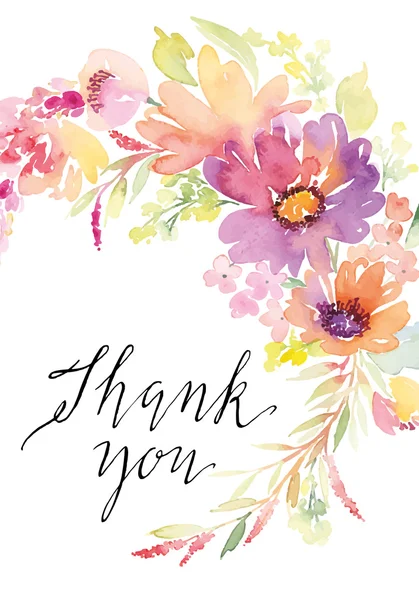 Suluboya tebrik kartı çiçekleri.