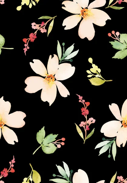 Patrón de flor acuarela — Archivo Imágenes Vectoriales