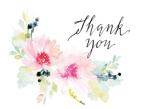 Suluboya tebrik kartı çiçekleri.