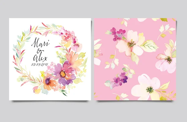 Dekoratif kartı. çiçekler içinde suluboya boyalı. yazı ver. seamless modeli.