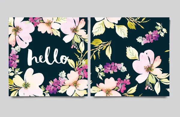 装飾的なカード。花を水彩で描いた。レタリングの手します。シームレス パターン. — ストックベクタ