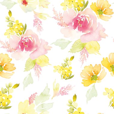 Suluboya çiçek deseni