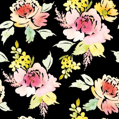 Suluboya çiçek deseni