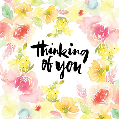 Suluboya tebrik kartı çiçekleri.