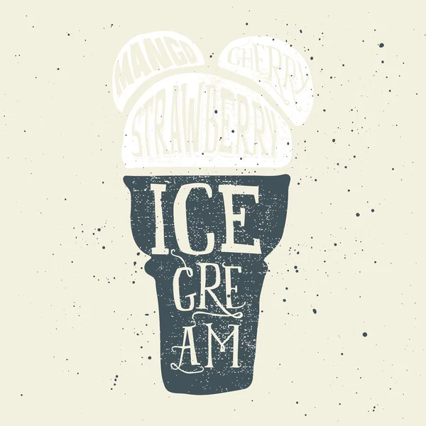 Afdrukken voor t-shirts ijs. Affiche voor een café. Hand belettering. — Stockvector