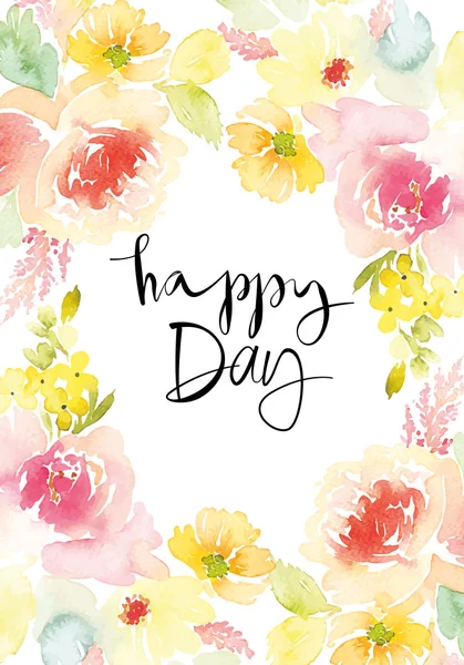 Suluboya tebrik kartı çiçekleri.