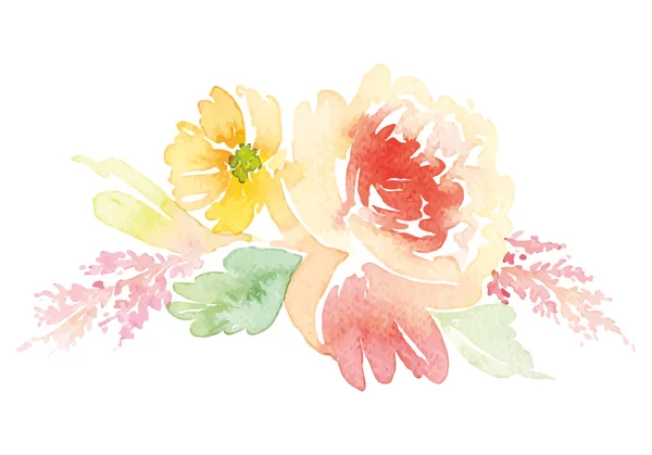Aquarela flores cartão de saudação. Feito à mão . — Vetor de Stock