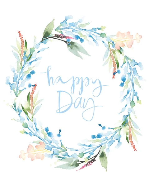 Suluboya tebrik kartı çiçekleri.