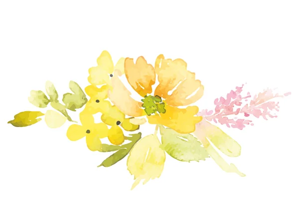 Aquarell-Grußkarte Blumen. handgefertigt. — Stockvektor