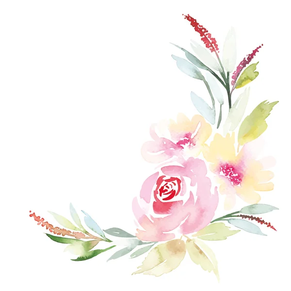 Fleurs de carte de voeux aquarelle. Fait à la main . — Image vectorielle