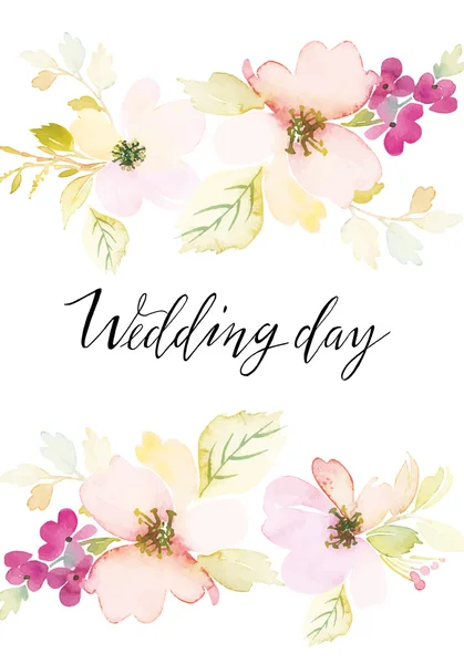 Suluboya tebrik kartı çiçekleri.