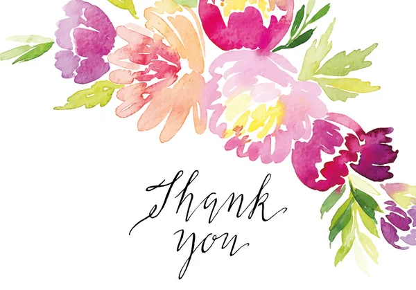 Suluboya tebrik kartı çiçekleri.