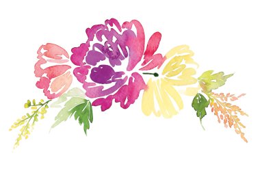 Suluboya tebrik kartı çiçekleri.