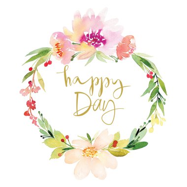 Suluboya tebrik kartı çiçekleri.