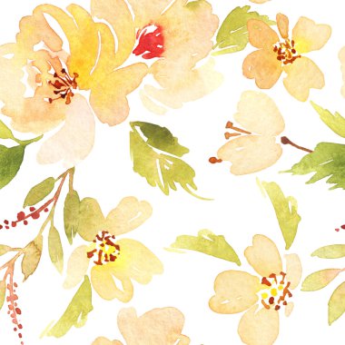 Suluboya çiçek deseni