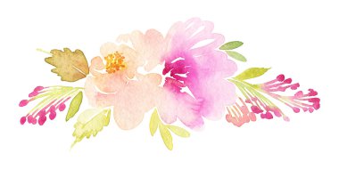 Suluboya tebrik kartı çiçekleri.