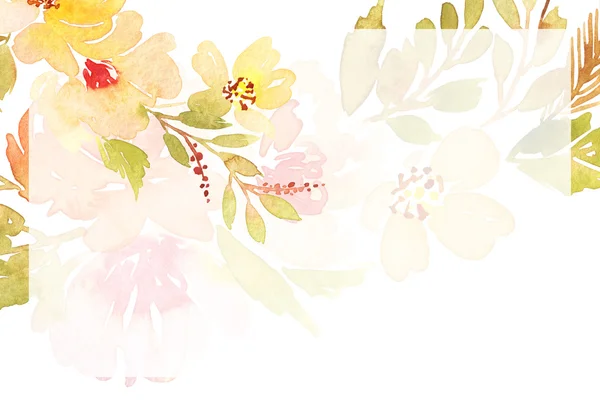 Aquarell-Grußkarte Blumen. — Stockfoto