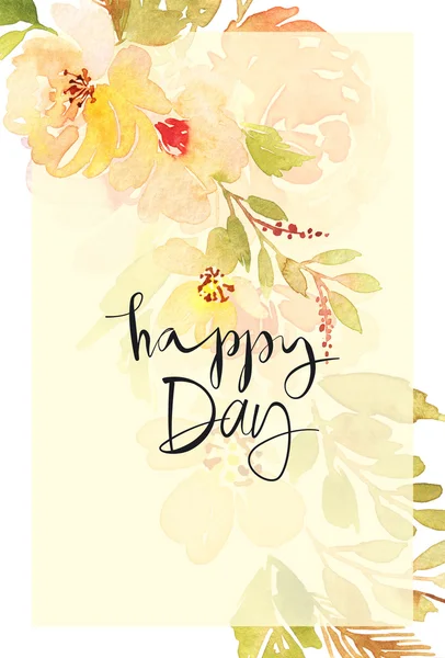 Watercolor greeting card flowers. — Stock Photo, Image