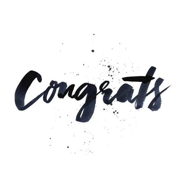 Decorative card. Hand lettering. Congrats — Stock Photo, Image