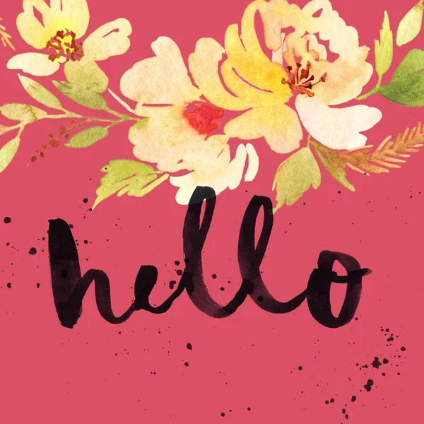 Greeting card. Floral background. Watercolor painting — Stock Photo, Image