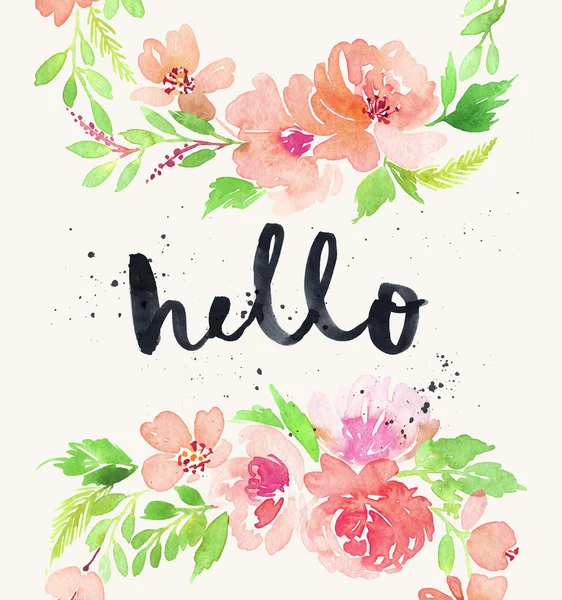 Greeting card. Floral background. Watercolor painting — Stock Photo, Image