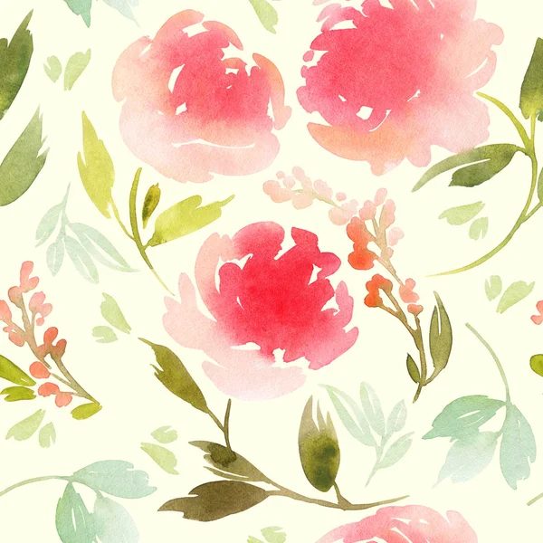 Varrat nélküli virág minta. Akvarell. — Stock Fotó