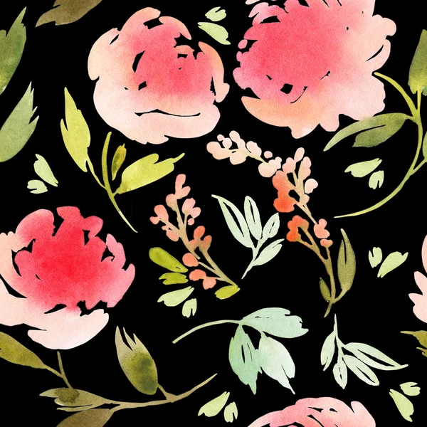 Vzor bezešvé květiny. Akvarel. — Stock fotografie