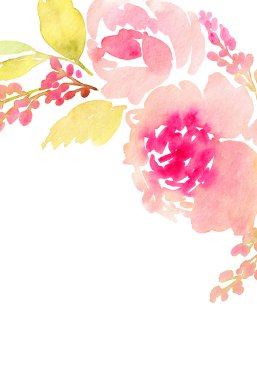 Tebrik kartı. Suluboya çiçek arka plan