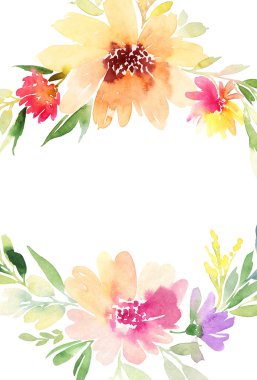 Tebrik kartı. Suluboya çiçek arka plan