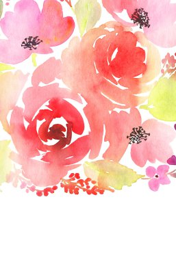 Tebrik kartı. Suluboya çiçek arka plan