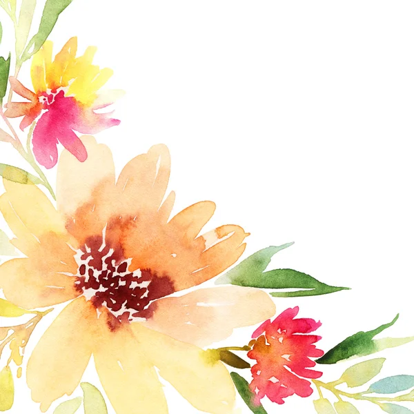 Grußkarte. Aquarell Blumen Hintergrund — Stockfoto