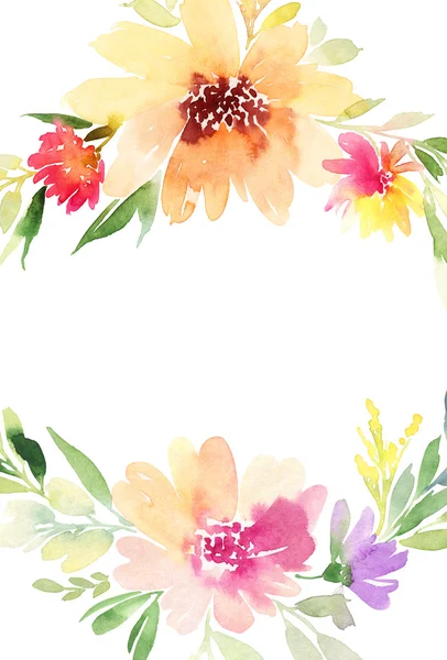 Grußkarte. Aquarell Blumen Hintergrund — Stockfoto