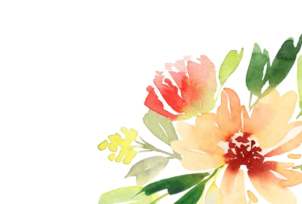 Grußkarte. Aquarell Blumen Hintergrund — Stockfoto