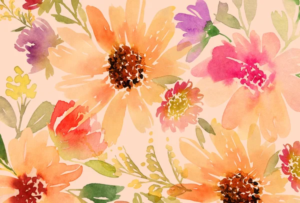 グリーティング カード。水彩の花背景 — ストック写真