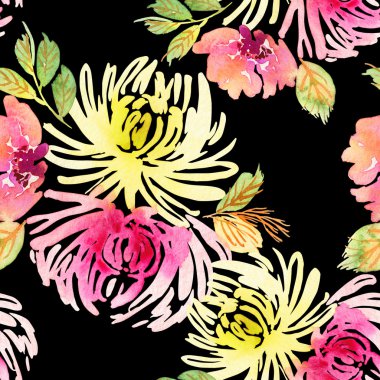 Çiçekler suluboya ile Seamless modeli. Yumuşak renkler. Erkek 