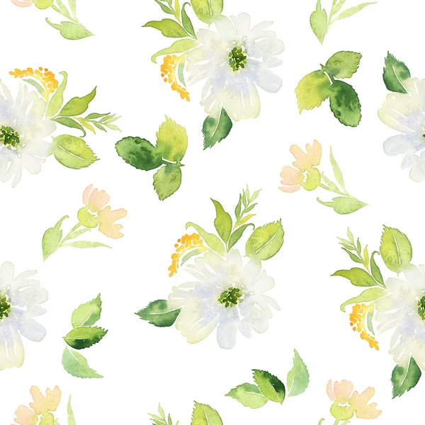 Nahtloses Muster mit Blumen Aquarell. sanfte Farben. weiblich — Stockfoto