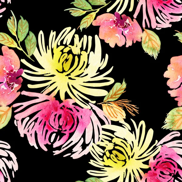 Çiçekler suluboya ile Seamless modeli. Yumuşak renkler. Erkek 