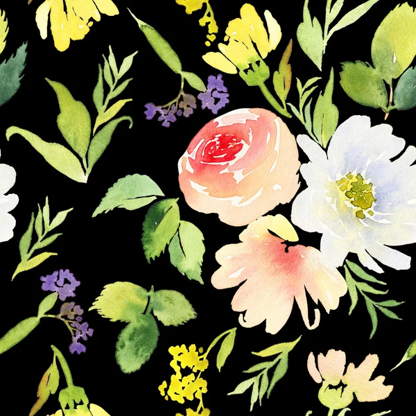 Çiçekler suluboya ile Seamless modeli. Yumuşak renkler. Erkek 