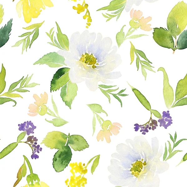 Seamless pattern with flowers watercolor. Gentle colors. Female — Stock Photo, Image