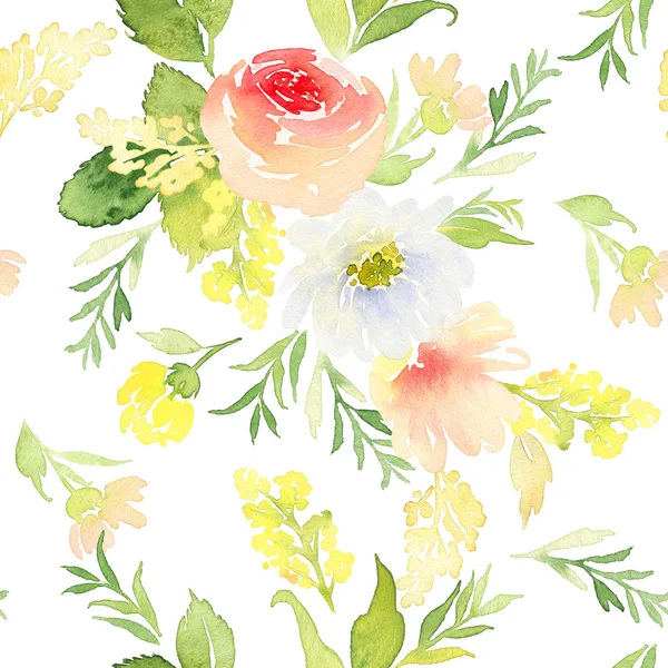 Seamless pattern with flowers watercolor. Gentle colors. Female — Stock Photo, Image