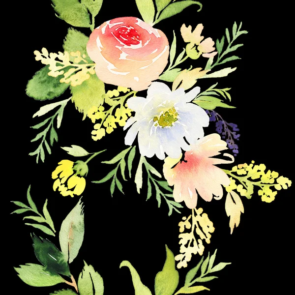Wzór z kwiatów akwarela. Delikatne kolory. Kobieta — Zdjęcie stockowe
