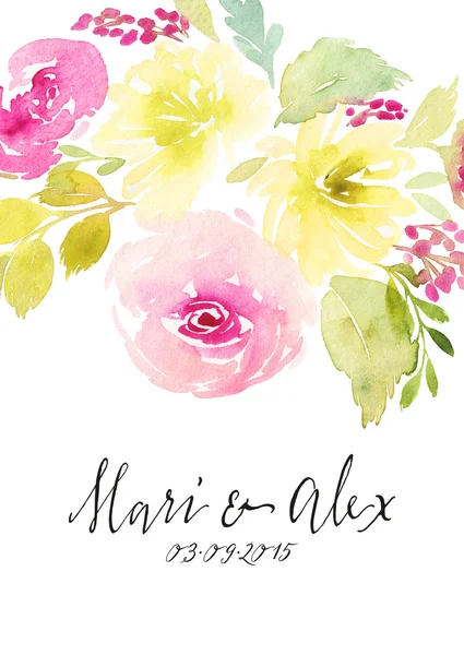 Tatil için kartı. Düğün, anneler günü, doğum günü. Watercol