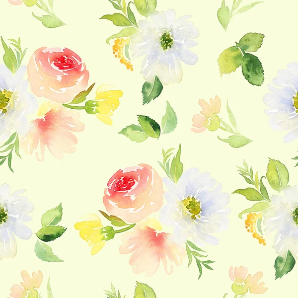 Çiçekler suluboya ile Seamless modeli. Yumuşak renkler. Erkek 