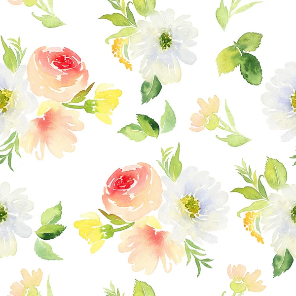 Çiçekler suluboya ile Seamless modeli. Yumuşak renkler. Erkek 