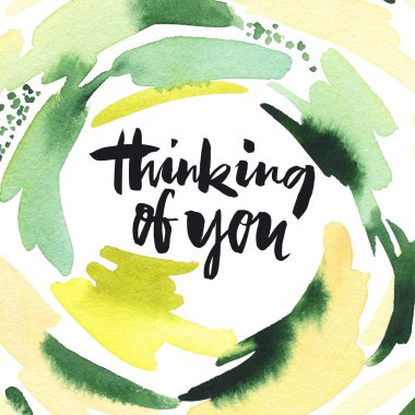 Tebrik kartı. Suluboya arka plan. El yazı.