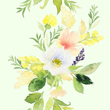 Çiçeklerle suluboya kusursuz desen