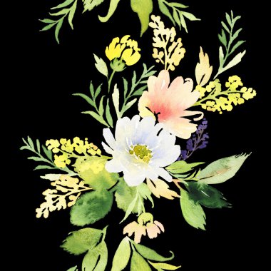 Çiçeklerle suluboya kusursuz desen