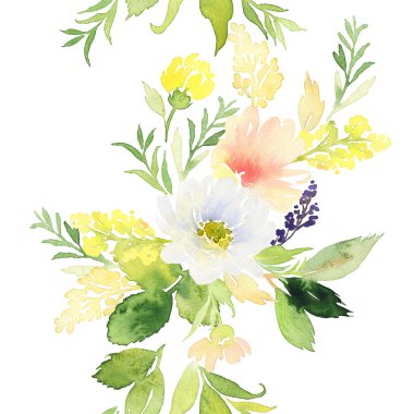 Çiçeklerle suluboya kusursuz desen