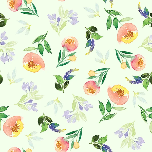 Seamless pattern with flowers watercolor — Stock Photo, Image