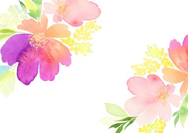 Tebrik kartı. Suluboya çiçek arka plan